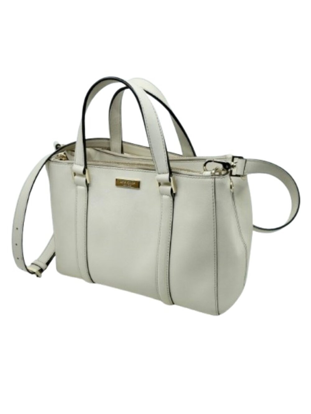 KATE SPADE~Newbury Lane Loden~3 COMPARTMENT IVORY LEATHER MEDIUM SATCHEL BAG